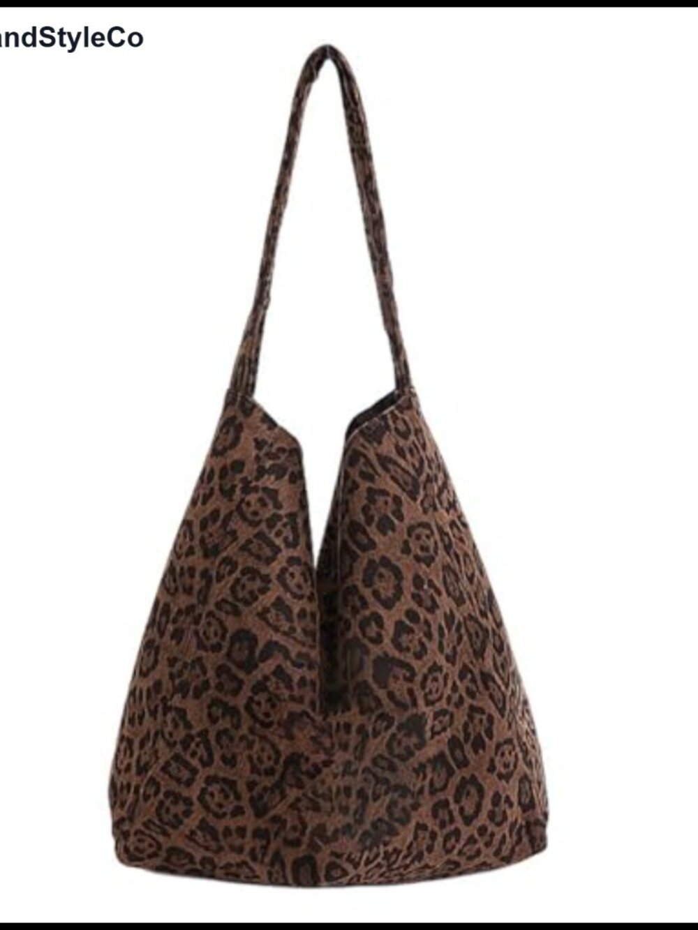 Faux Suede Leopard Print Slouchy Hobo Shoulder Bag Large Capacity Tote